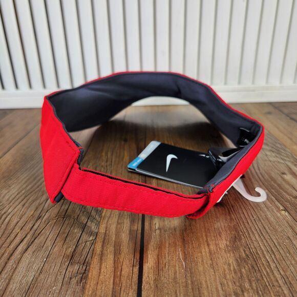Nike Golf Dri-Fit Adult Strapback Visor Red White Swoosh Tennis Sports Athletic - Picture 5 of 14
